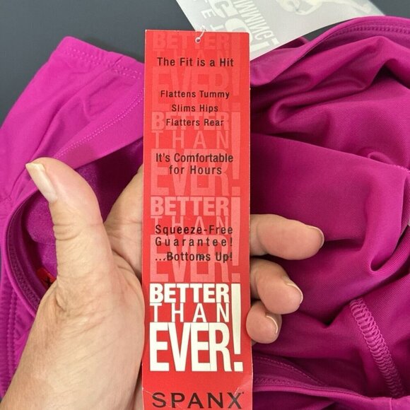 SPANX Let's Go Slimming Swimwear High Waist Bottom Women 10 Berry Pink New 8681 - Picture 7 of 16